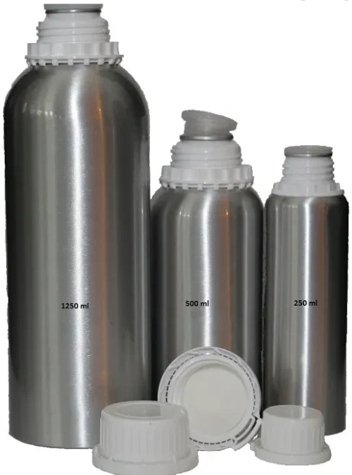 Aluminum bottle w/cap - 250-500-1250-bottles