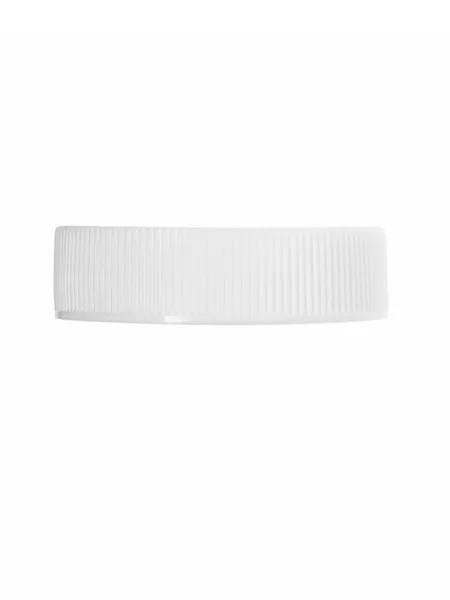 White PP 38-400 ribbed skirt lid with unprinted PS liner - white-38-400-lid